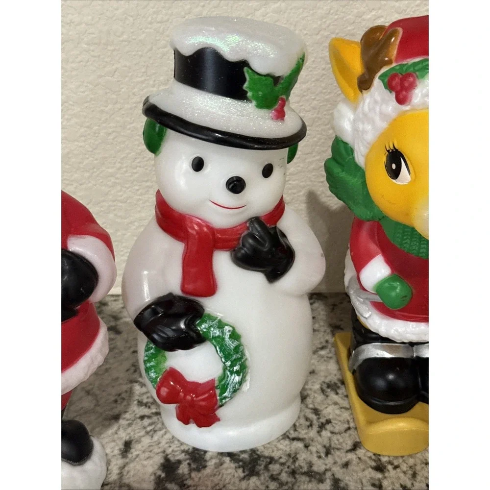 Plastic Blow Mold Snowman, Santa, Angel, Reindeer, Gnome 10-11
